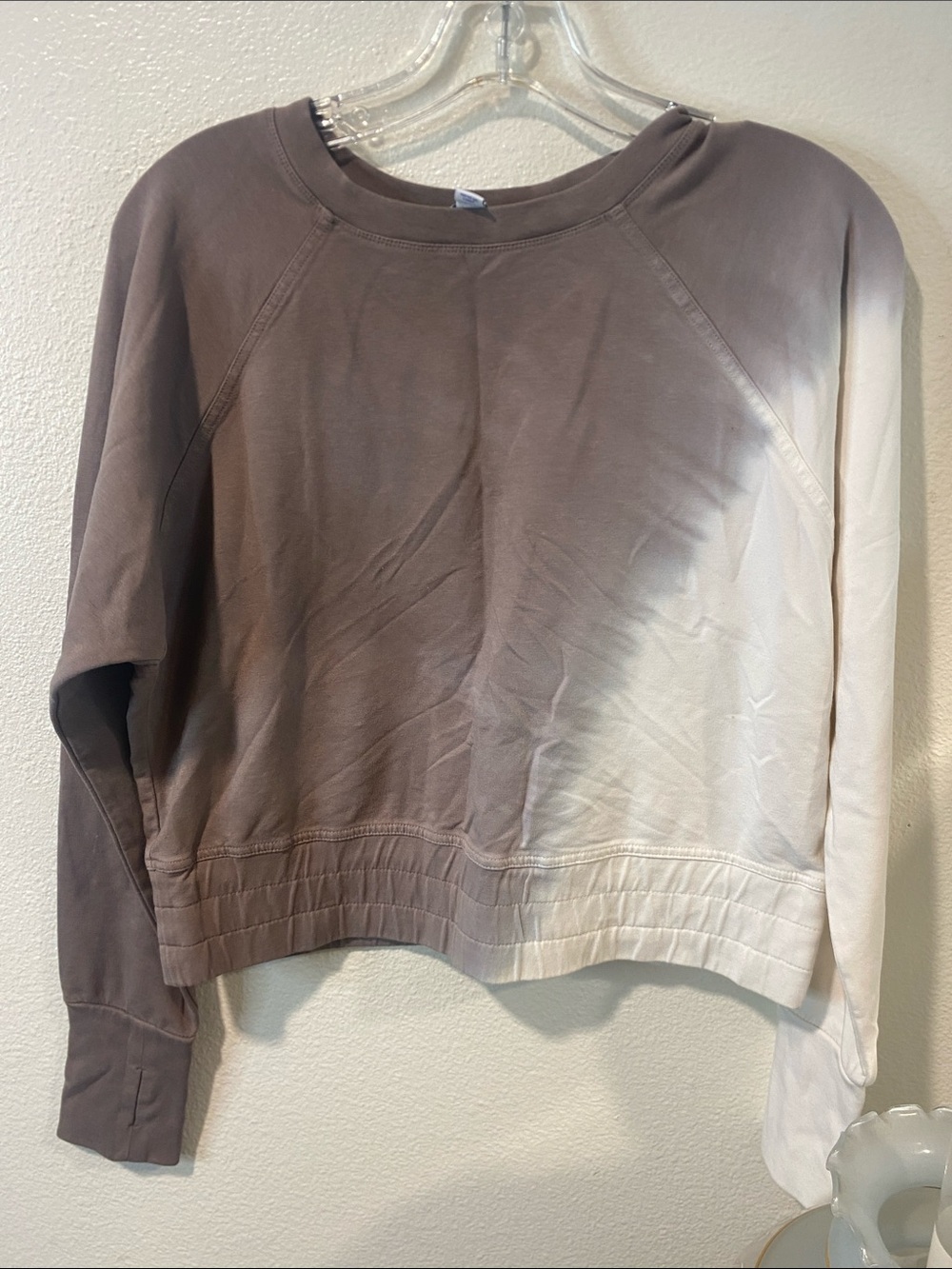 Women’s Ombre Crewneck Sweatshirt - Taupe to Cream size XS